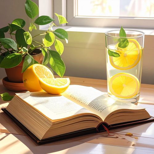 Un libro abierto sobre una manta de lana gruesa, decorado con rosas secas y una vela encendida al fondo creando una luz cálida.